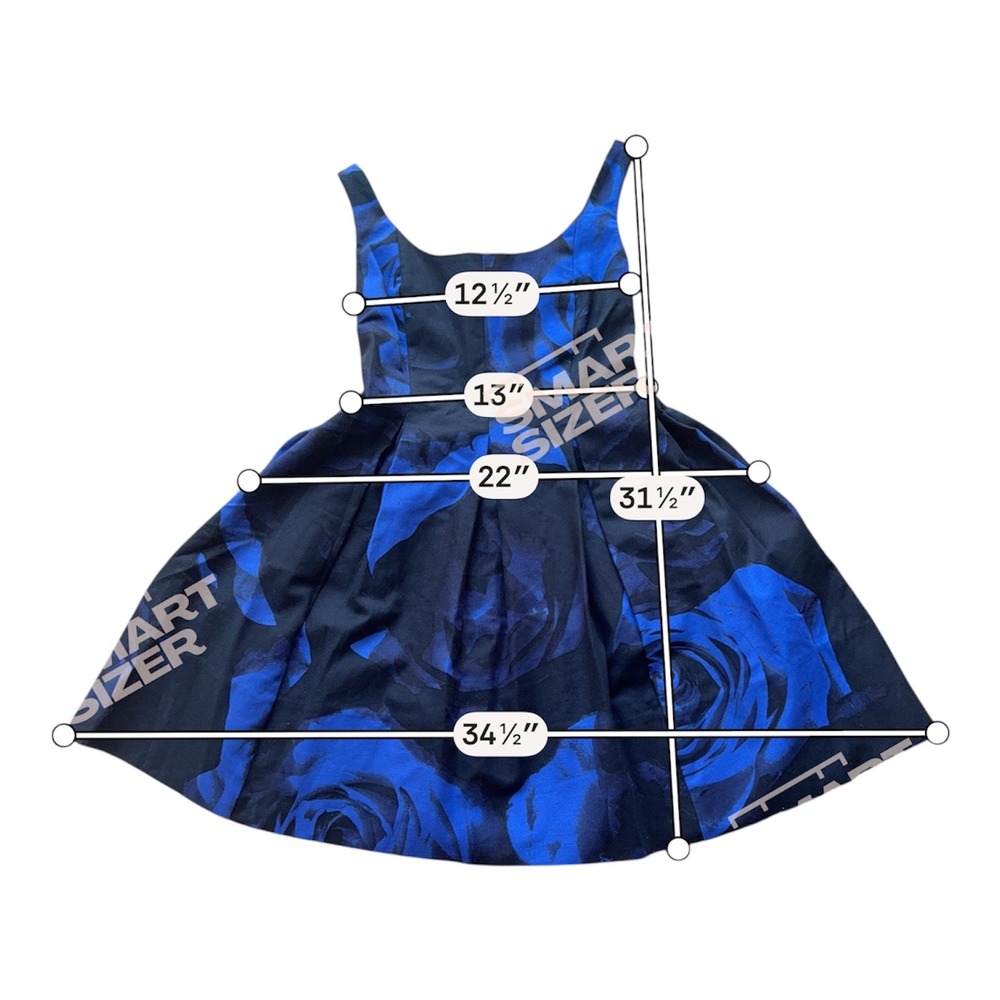 Gap NWT Blue Rose Floral Fit and Flare Mini Dress Black Petite 0P 140132 - Picture 5 of 5